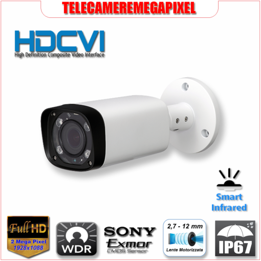 HAC-HFW2221R-Z - Telecamera HDCVI - 2.1 megapixel - WDR - Smart IR - IP67