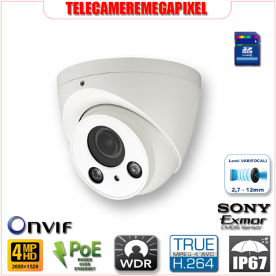 IPC-HDW2421R-ZS - Telecamera - 4 megapixel - H264+ - WDR - IP67 - Memoria SD