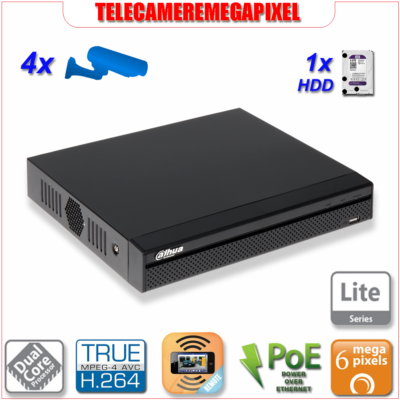 NVR2104HS-P-S2 - NVR - 4 canali - PoE - H264 - Telecamere fino a 6 Mp