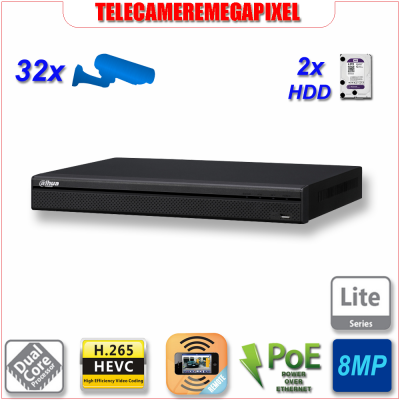 NVR4232-16P4KS2 - NVR – 32 canali – PoE – H265 – Telecamere fino 8MP