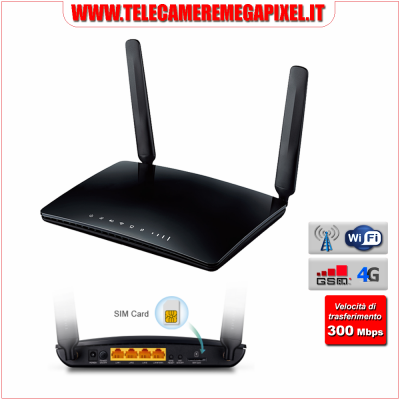 WN-RTR4GW - Router 4G LTE Wireless - 300 Mbps - 4 Porte Fast Ethernet - Slot Sim Integrato