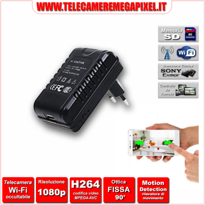 WN-542W-02 Telecamera Spia Wi-Fi occultabile - Caricatore USB – Risoluzione 1080P – Ottica fissa 90°