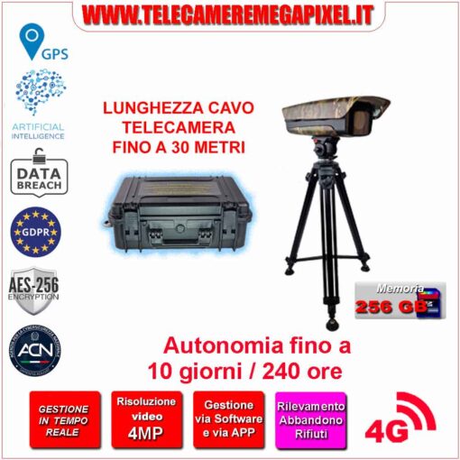 Sistema di videosorveglianza mobile DEFENDX-progk zoom litio